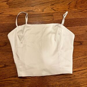 Sunday Best NWOT white/light blue cropped satin tank